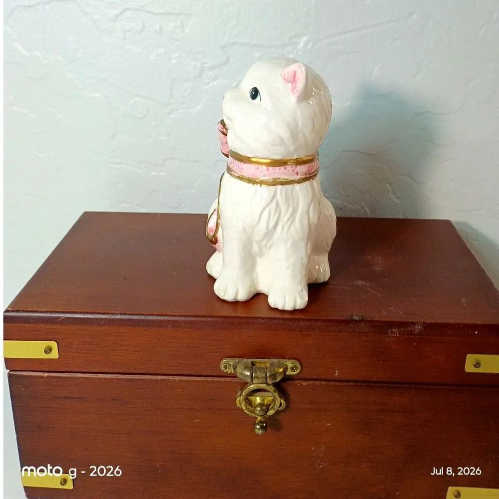 Ceramic Figurine Set White Persian Kittens adorned with pink ribbon collars~VTG~